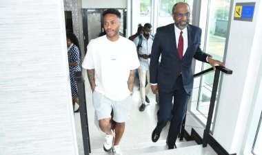 Raheem Sterling visits new JN Corporate office in Jamaica